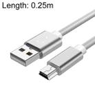 5 PCS Mini USB to USB A Woven Data / Charge Cable for MP3, Camera, Car DVR, Length:0.25m(Silver) - 1