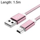 5 PCS Mini USB to USB A Woven Data / Charge Cable for MP3, Camera, Car DVR, Length:1.5m(Rose Gold) - 1