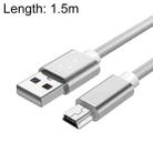 5 PCS Mini USB to USB A Woven Data / Charge Cable for MP3, Camera, Car DVR, Length:1.5m(Silver) - 1