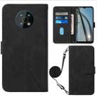 For Nokia G50 Crossbody 3D Embossed Flip Leather Phone Case(Black) - 1