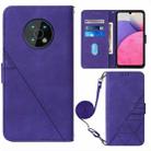 For Nokia G50 Crossbody 3D Embossed Flip Leather Phone Case(Purple) - 1
