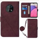 For Nokia G50 Crossbody 3D Embossed Flip Leather Phone Case(Wine Red) - 1