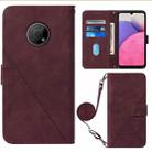 For Nokia G300 Crossbody 3D Embossed Flip Leather Phone Case(Wine Red) - 1