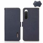 For Sony Xperia 10 IV KHAZNEH Side-Magnetic Litchi Genuine Leather RFID Phone Case(Blue) - 1