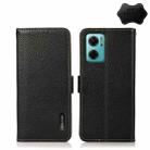 For Xiaomi Redmi Note 11E / Redmi 10 5G KHAZNEH Side-Magnetic Litchi Genuine Leather RFID Phone Case(Black) - 1