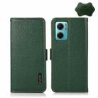 For Xiaomi Redmi Note 11E / Redmi 10 5G KHAZNEH Side-Magnetic Litchi Genuine Leather RFID Phone Case(Green) - 1