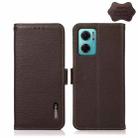 For Xiaomi Redmi Note 11E / Redmi 10 5G KHAZNEH Side-Magnetic Litchi Genuine Leather RFID Phone Case(Brown) - 1