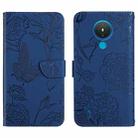 For Nokia 1.4 Skin Feel Butterfly Peony Embossed Leather Phone Case(Blue) - 1