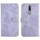 For Nokia 2.4 Skin Feel Butterfly Peony Embossed Leather Phone Case(Purple) - 1