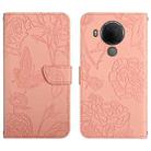 For Nokia 5.4 Skin Feel Butterfly Peony Embossed Leather Phone Case(Pink) - 1