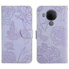 For Nokia 5.4 Skin Feel Butterfly Peony Embossed Leather Phone Case(Purple) - 1