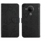 For Nokia 5.4 Skin Feel Butterfly Peony Embossed Leather Phone Case(Black) - 1