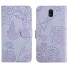 For Nokia C01 Plus Skin Feel Butterfly Peony Embossed Leather Phone Case(Purple) - 1