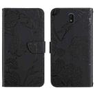 For Nokia C01 Plus Skin Feel Butterfly Peony Embossed Leather Phone Case(Black) - 1