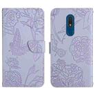 For Nokia C03 2020 Skin Feel Butterfly Peony Embossed Leather Phone Case(Purple) - 1