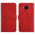 For Nokia C20 Plus Skin Feel Butterfly Peony Embossed Leather Phone Case(Red) - 1