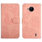 For Nokia C20 Plus Skin Feel Butterfly Peony Embossed Leather Phone Case(Pink) - 1