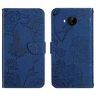 For Nokia C20 Plus Skin Feel Butterfly Peony Embossed Leather Phone Case(Blue) - 1