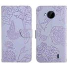 For Nokia C20 Plus Skin Feel Butterfly Peony Embossed Leather Phone Case(Purple) - 1