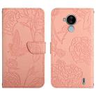 For Nokia C30 Skin Feel Butterfly Peony Embossed Leather Phone Case(Pink) - 1