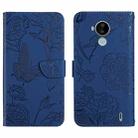 For Nokia C30 Skin Feel Butterfly Peony Embossed Leather Phone Case(Blue) - 1