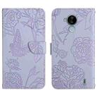 For Nokia C30 Skin Feel Butterfly Peony Embossed Leather Phone Case(Purple) - 1