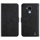 For Nokia C30 Skin Feel Butterfly Peony Embossed Leather Phone Case(Black) - 1