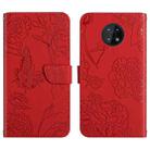 For Nokia G50 5G Skin Feel Butterfly Peony Embossed Leather Phone Case(Red) - 1