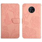 For Nokia G50 5G Skin Feel Butterfly Peony Embossed Leather Phone Case(Pink) - 1