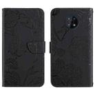 For Nokia G50 5G Skin Feel Butterfly Peony Embossed Leather Phone Case(Black) - 1