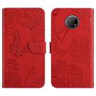 For Nokia G300 Skin Feel Butterfly Peony Embossed Leather Phone Case(Red) - 1