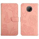 For Nokia G300 Skin Feel Butterfly Peony Embossed Leather Phone Case(Pink) - 1