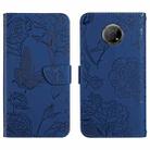 For Nokia G300 Skin Feel Butterfly Peony Embossed Leather Phone Case(Blue) - 1