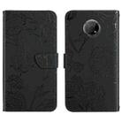 For Nokia G300 Skin Feel Butterfly Peony Embossed Leather Phone Case(Black) - 1