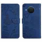 For Nokia X20 Skin Feel Butterfly Peony Embossed Leather Phone Case(Blue) - 1