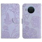 For Nokia X20 Skin Feel Butterfly Peony Embossed Leather Phone Case(Purple) - 1