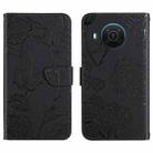 For Nokia X20 Skin Feel Butterfly Peony Embossed Leather Phone Case(Black) - 1