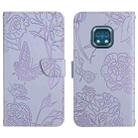 For Nokia XR20 Skin Feel Butterfly Peony Embossed Leather Phone Case(Purple) - 1