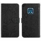 For Nokia XR20 Skin Feel Butterfly Peony Embossed Leather Phone Case(Black) - 1