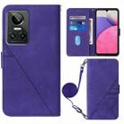 For OPPO Realme GT Neo3 Crossbody 3D Embossed Flip Leather Phone Case(Purple) - 2