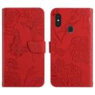 For Gigaset GS3 Skin Feel Butterfly Peony Embossed Leather Phone Case(Red) - 1