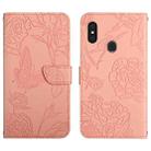 For Gigaset GS3 Skin Feel Butterfly Peony Embossed Leather Phone Case(Pink) - 1