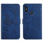 For Gigaset GS3 Skin Feel Butterfly Peony Embossed Leather Phone Case(Blue) - 1