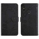 For Gigaset GS3 Skin Feel Butterfly Peony Embossed Leather Phone Case(Black) - 1