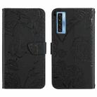For TCL 20 Pro 5G Skin Feel Butterfly Peony Embossed Leather Phone Case(Black) - 1