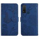 For TCL 20 R 5G Skin Feel Butterfly Peony Embossed Leather Phone Case(Blue) - 1