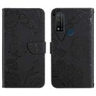 For TCL 20 R 5G Skin Feel Butterfly Peony Embossed Leather Phone Case(Black) - 1