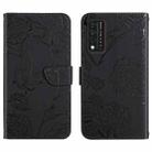 For T-Mobile Revvl V+ 5G Skin Feel Butterfly Peony Embossed Leather Phone Case(Black) - 1