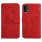 For Umidigi A7s Skin Feel Butterfly Peony Embossed Leather Phone Case(Red) - 1