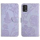 For Umidigi A7s Skin Feel Butterfly Peony Embossed Leather Phone Case(Purple) - 1